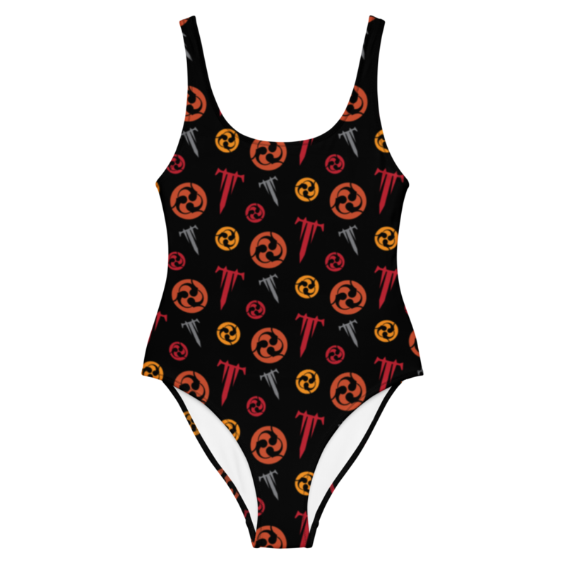 Red and Orange One Piece Swimsuit