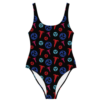 Red and Orange One Piece Swimsuit