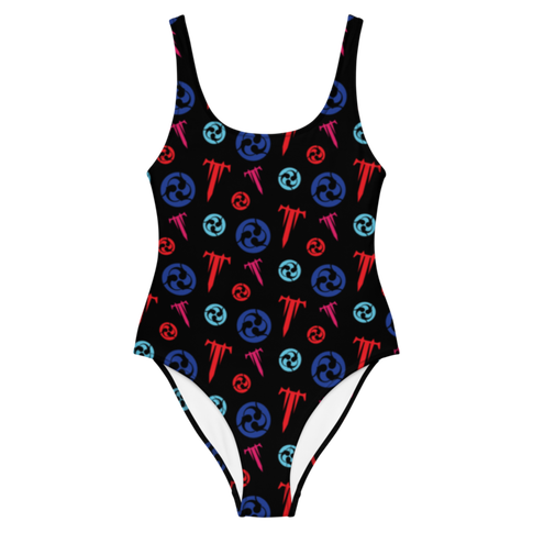 Blue & Red One Piece Swimsuit